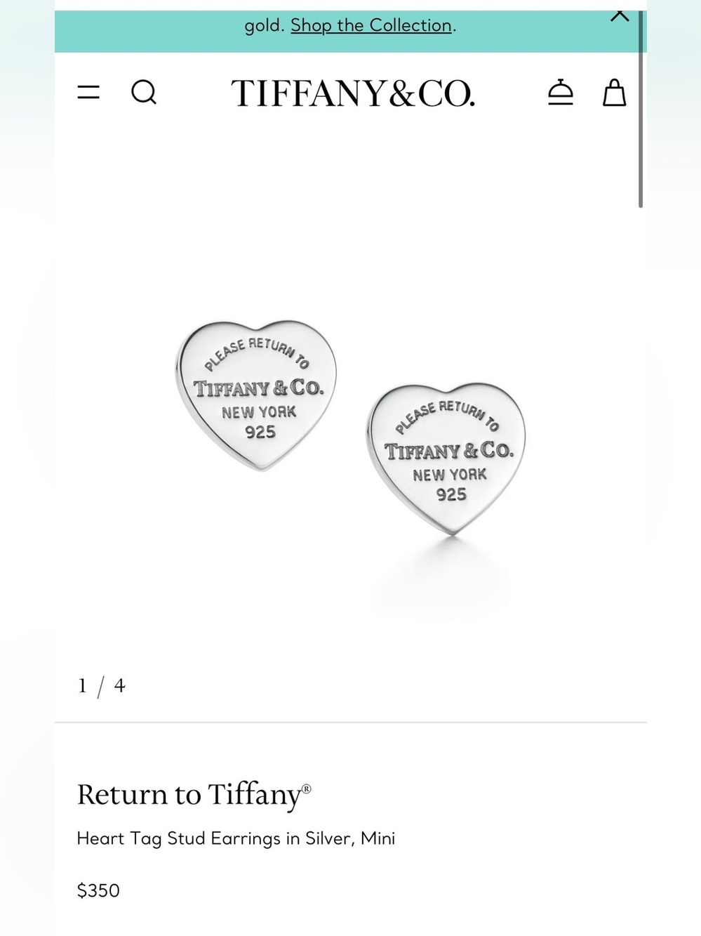 Tiffany & Co. Silver Heart Tag Stud Earrings mini